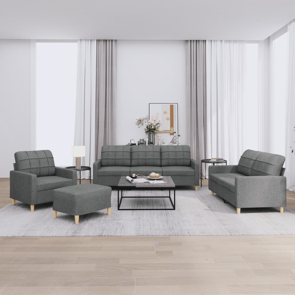 Ensemble de canapés 4 pcs avec coussins Gris foncé Tissu - XIOS