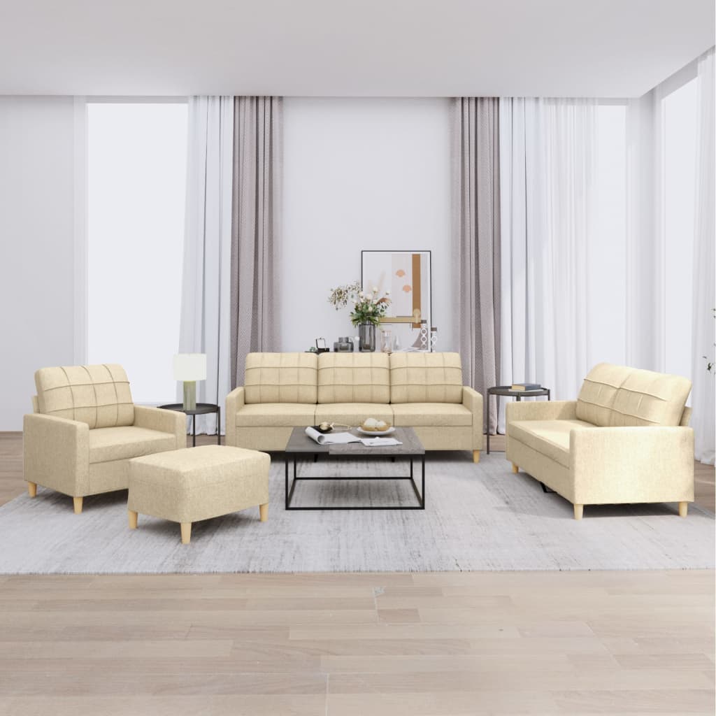 Ensemble de canapés 4 pcs avec coussins Crème Tissu - XIOS