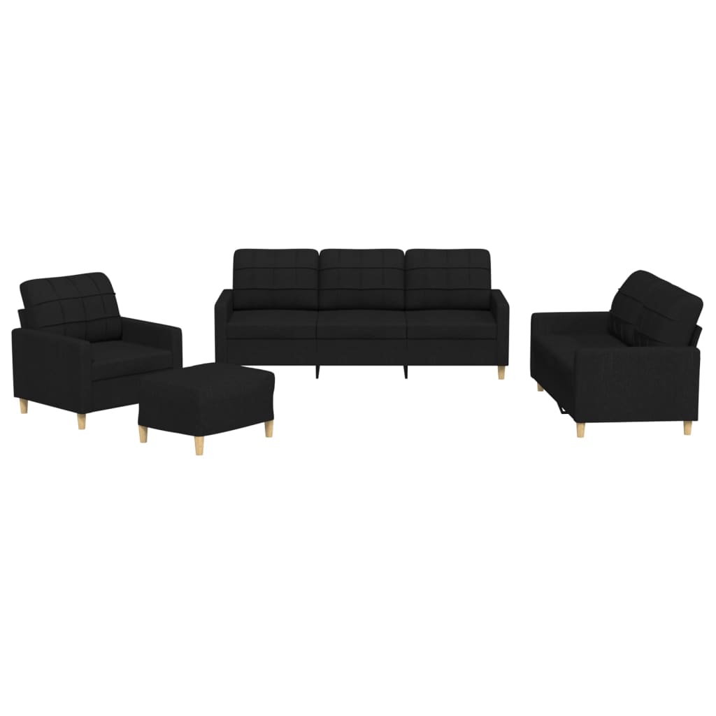 Ensemble de canapés 4 pcs avec coussins Noir Tissu - XIOS
