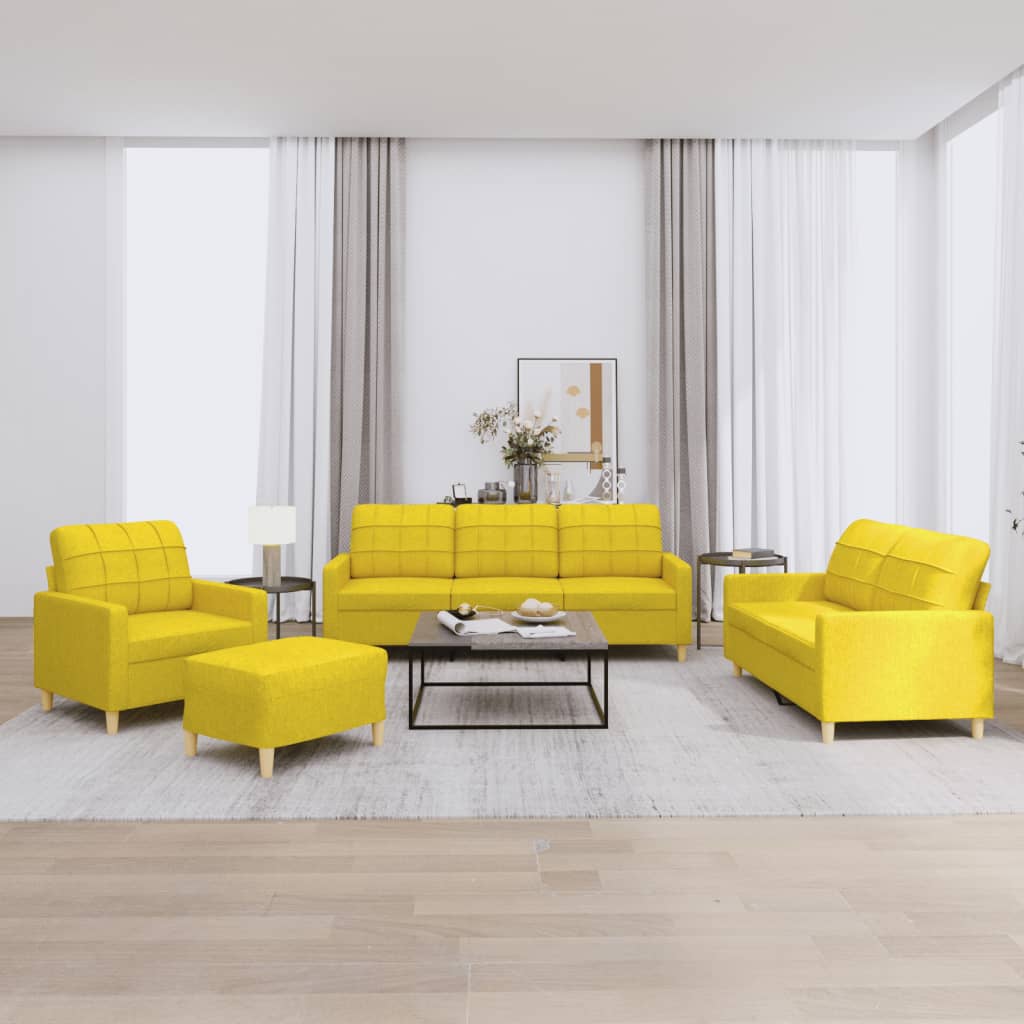 Ensemble de canapés 4 pcs avec coussins Jaune clair Tissu - XIOS