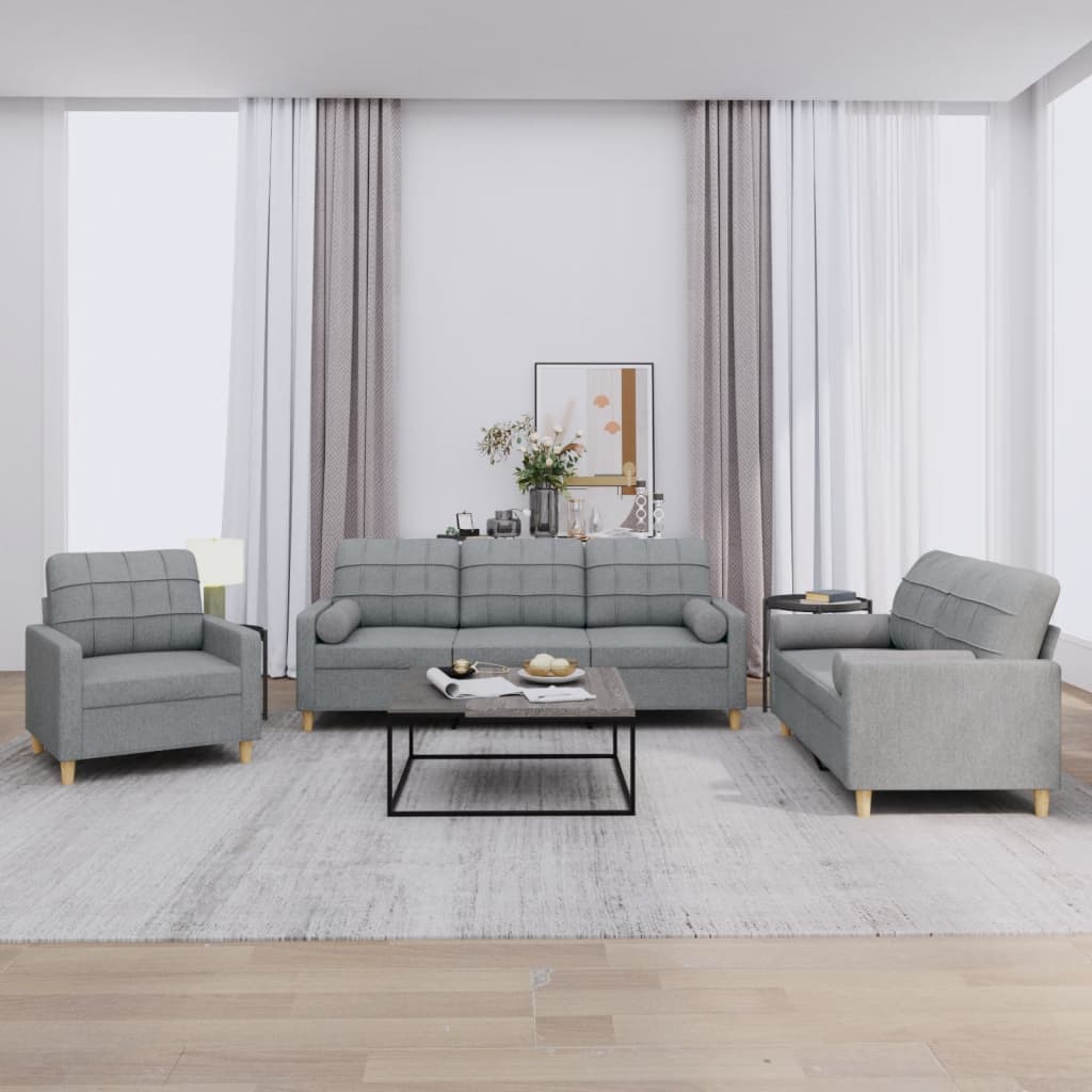Ensemble de canapés 3 pcs coussins gris clair tissu - XIOS