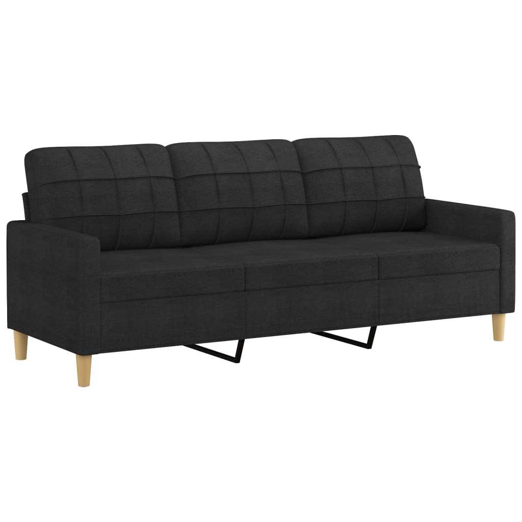 Ensemble de canapés 3 pcs avec coussins noir tissu - XIOS