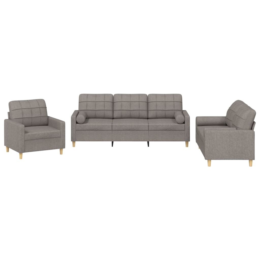 Ensemble de canapés 3 pcs avec coussins taupe tissu - XIOS