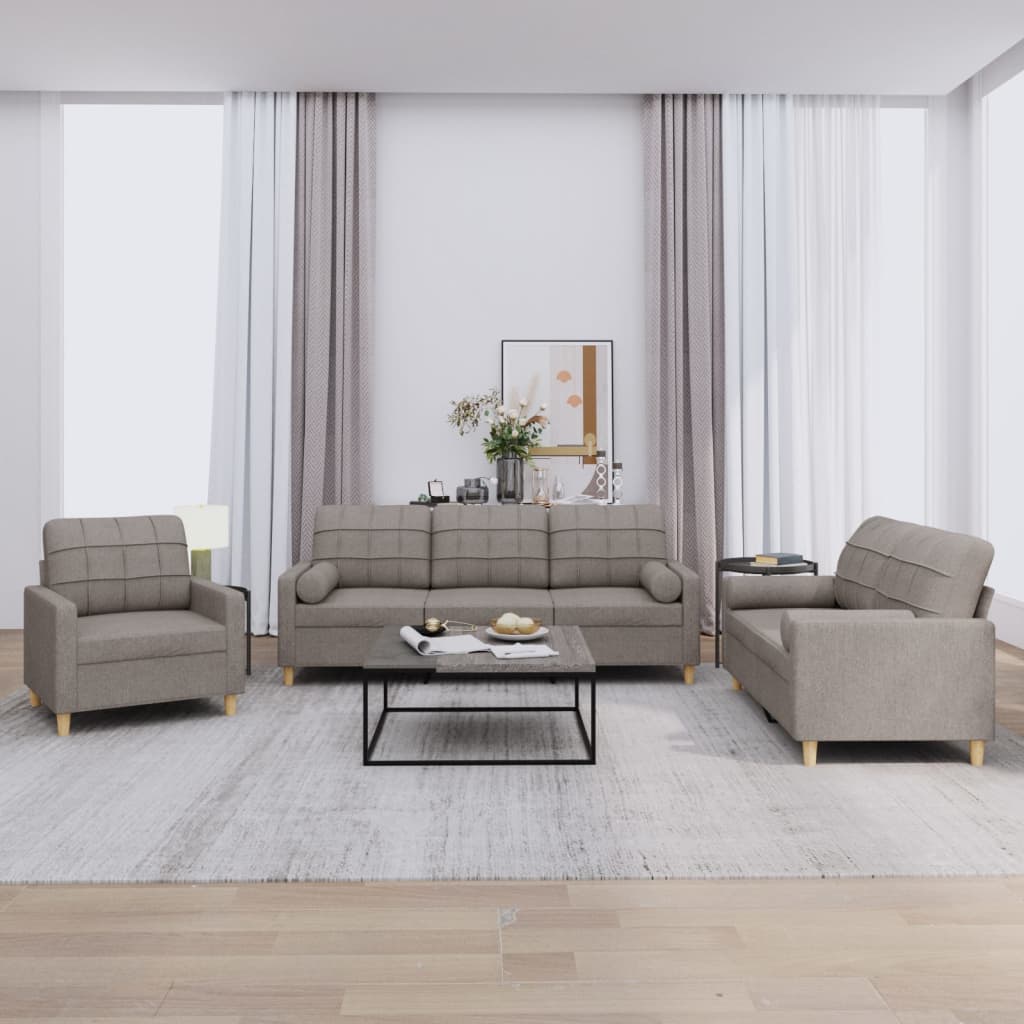 Ensemble de canapés 3 pcs avec coussins taupe tissu - XIOS