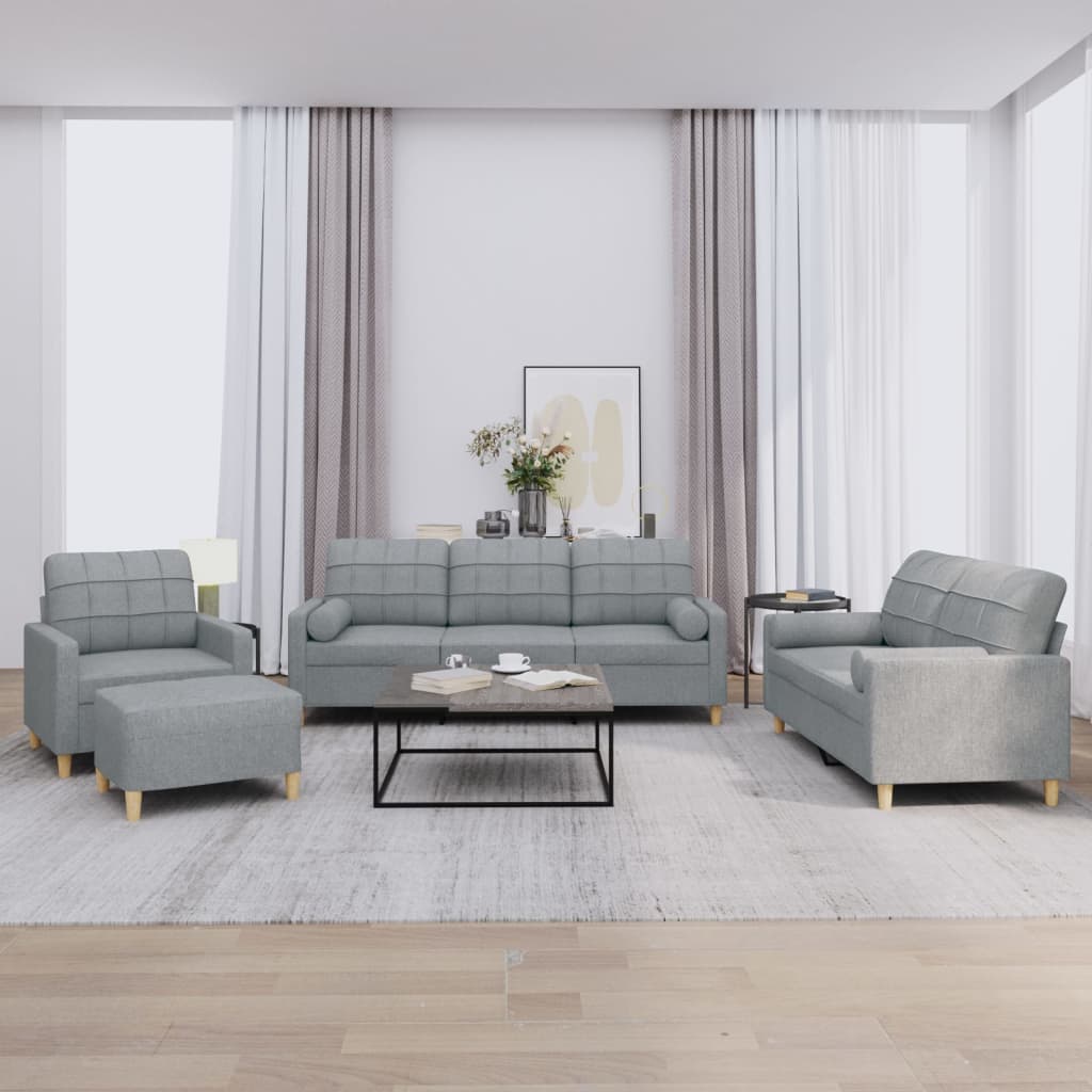 Ensemble de canapés 4 pcs coussins gris clair tissu - XIOS