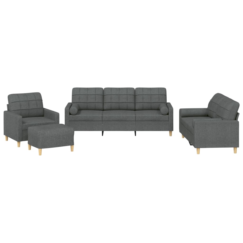 Ensemble de canapés 4 pcs coussins gris foncé tissu - XIOS