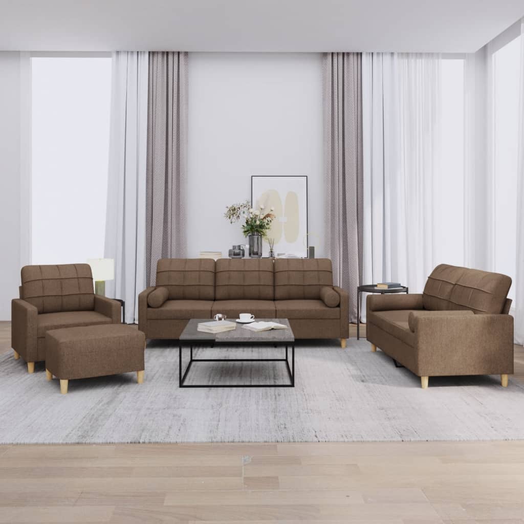 Ensemble de canapés 4 pcs avec coussins marron tissu - XIOS
