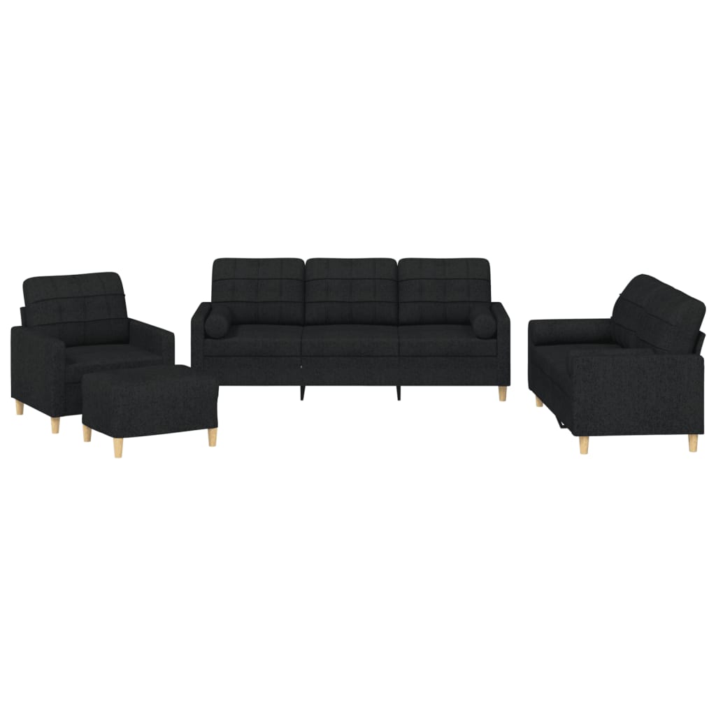 Ensemble de canapés 4 pcs avec coussins noir tissu - XIOS