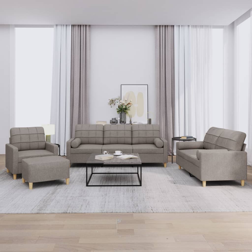 Ensemble de canapés 4 pcs avec coussins taupe tissu - XIOS