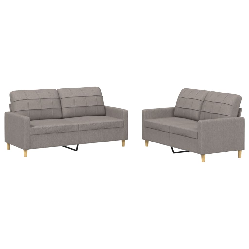 Ensemble de canapés 2 pcs avec coussins Taupe Tissu - XIOS