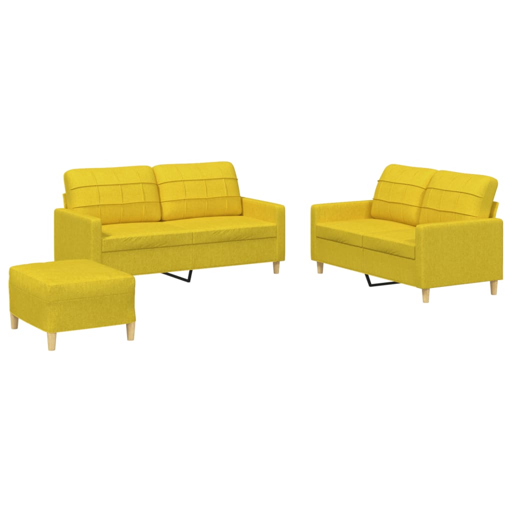 Ensemble de canapés 3 pcs avec coussins Jaune clair Tissu - XIOS