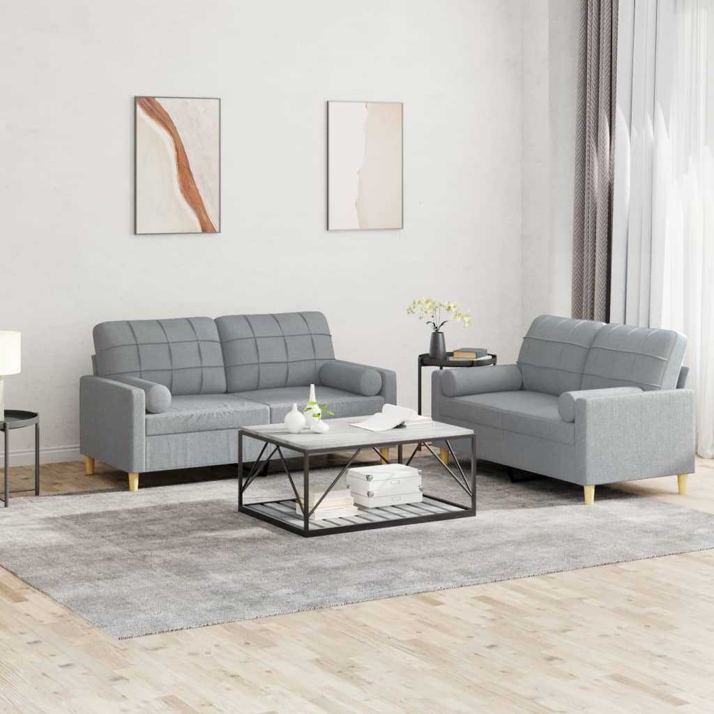 Ensemble de canapés 2 pcs coussins gris clair tissu - XIOS