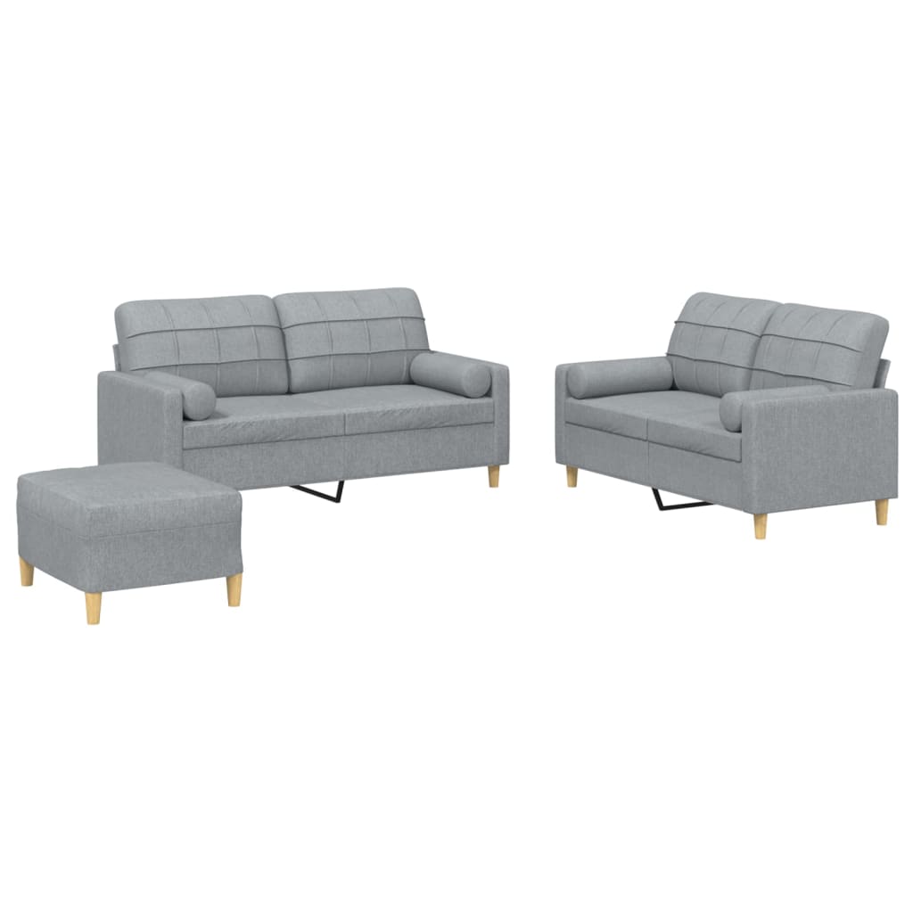 Ensemble de canapés 3 pcs coussins gris clair tissu - XIOS