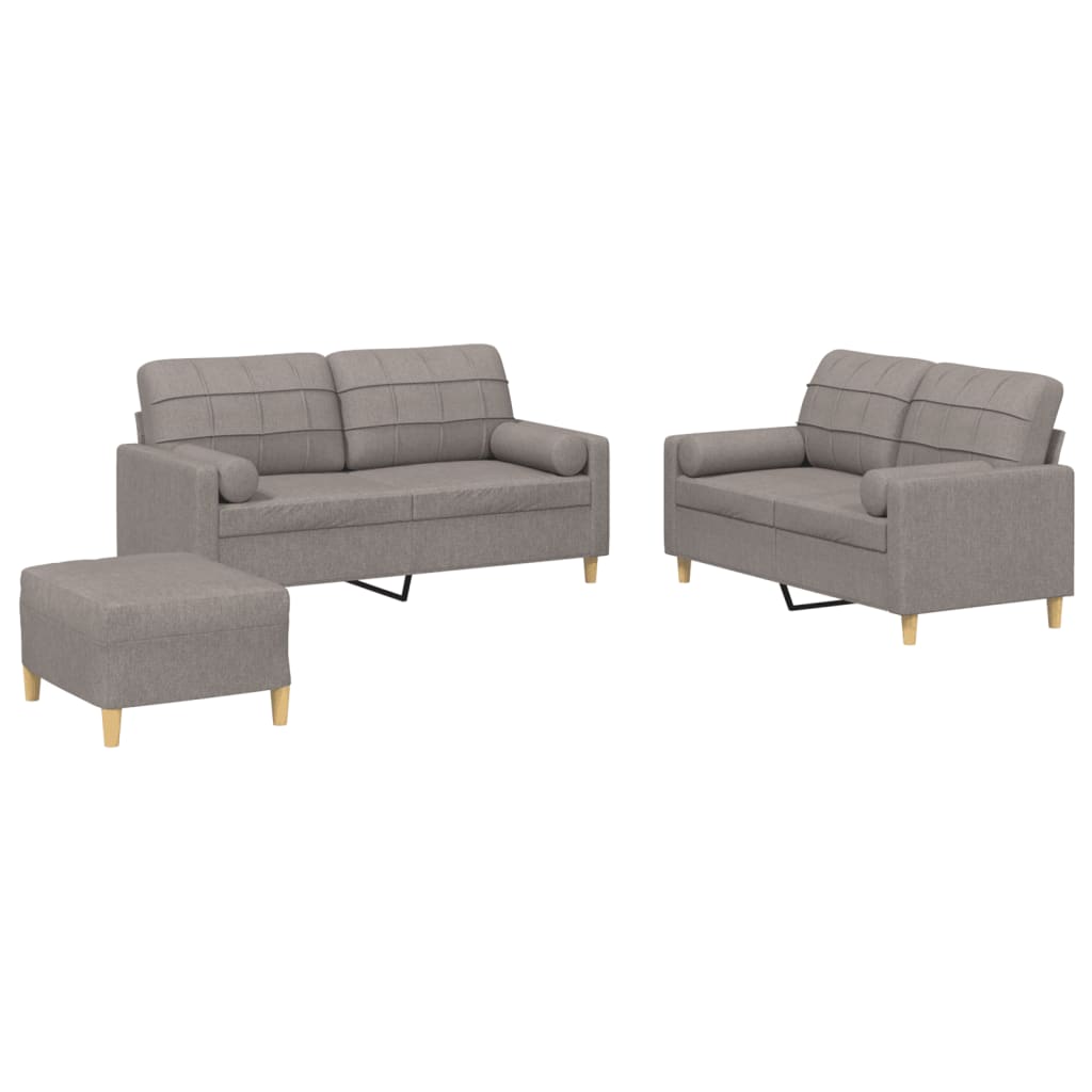 Ensemble de canapés 3 pcs avec coussins taupe tissu - XIOS