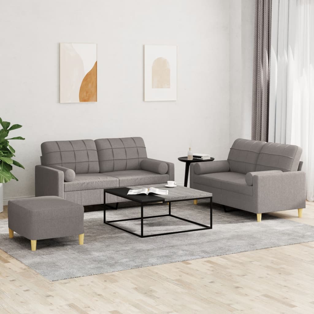 Ensemble de canapés 3 pcs avec coussins taupe tissu - XIOS