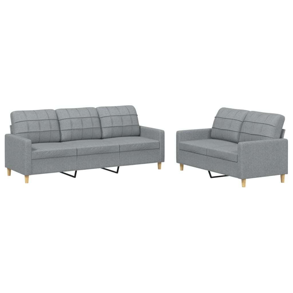 Ensemble de canapés 2 pcs avec coussins Gris clair Tissu - XIOS