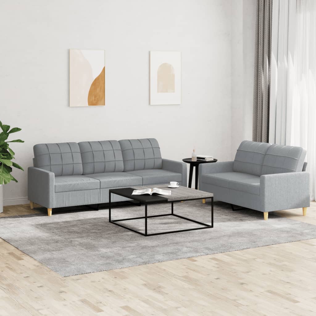 Ensemble de canapés 2 pcs avec coussins Gris clair Tissu - XIOS
