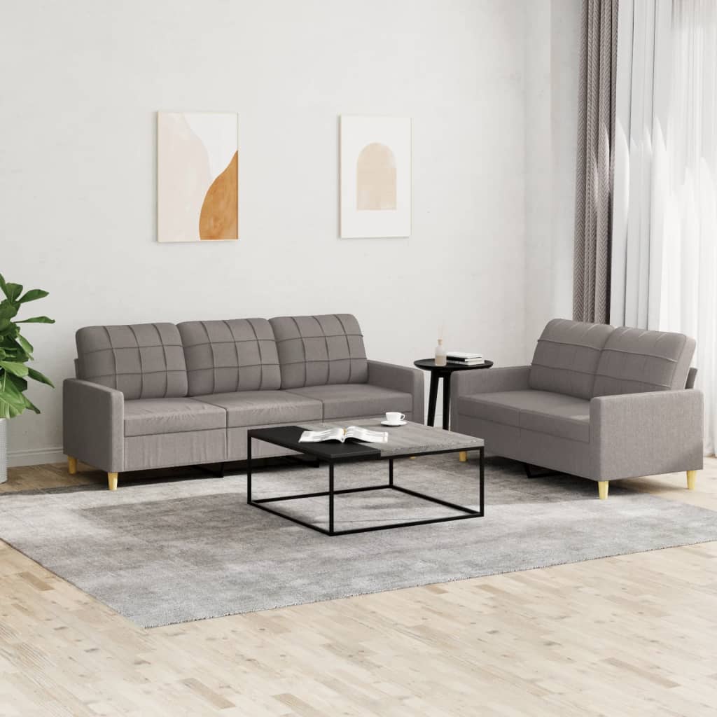 Ensemble de canapés 2 pcs avec coussins Taupe Tissu - XIOS