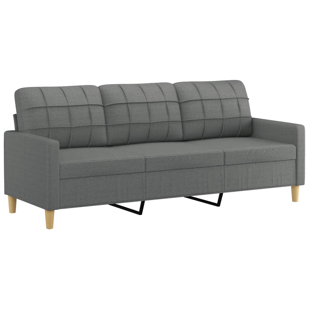 Ensemble de canapés 3 pcs avec coussins Gris foncé Tissu - XIOS