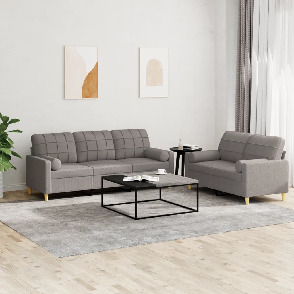 Ensemble de canapés 2 pcs avec coussins taupe tissu - XIOS