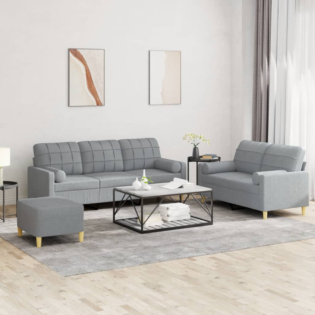 Ensemble de canapés 3 pcs coussins gris clair tissu - XIOS