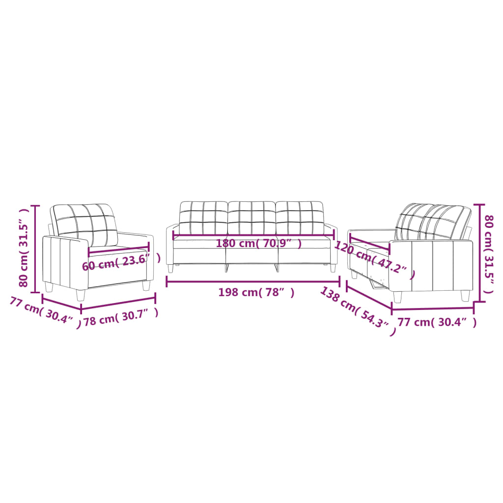 Ensemble de canapés 3 pcs et coussins Rouge bordeaux Similicuir - XIOS