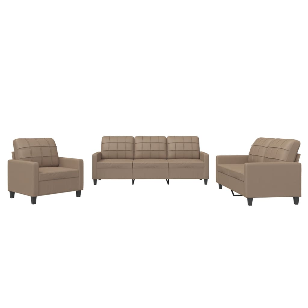 Ensemble de canapés 3 pcs avec coussins Cappuccino Similicuir - XIOS