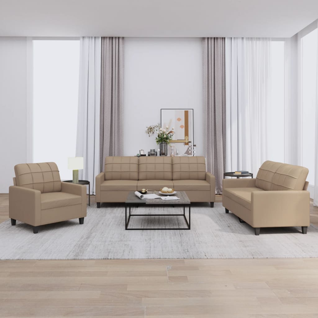 Ensemble de canapés 3 pcs avec coussins Cappuccino Similicuir - XIOS