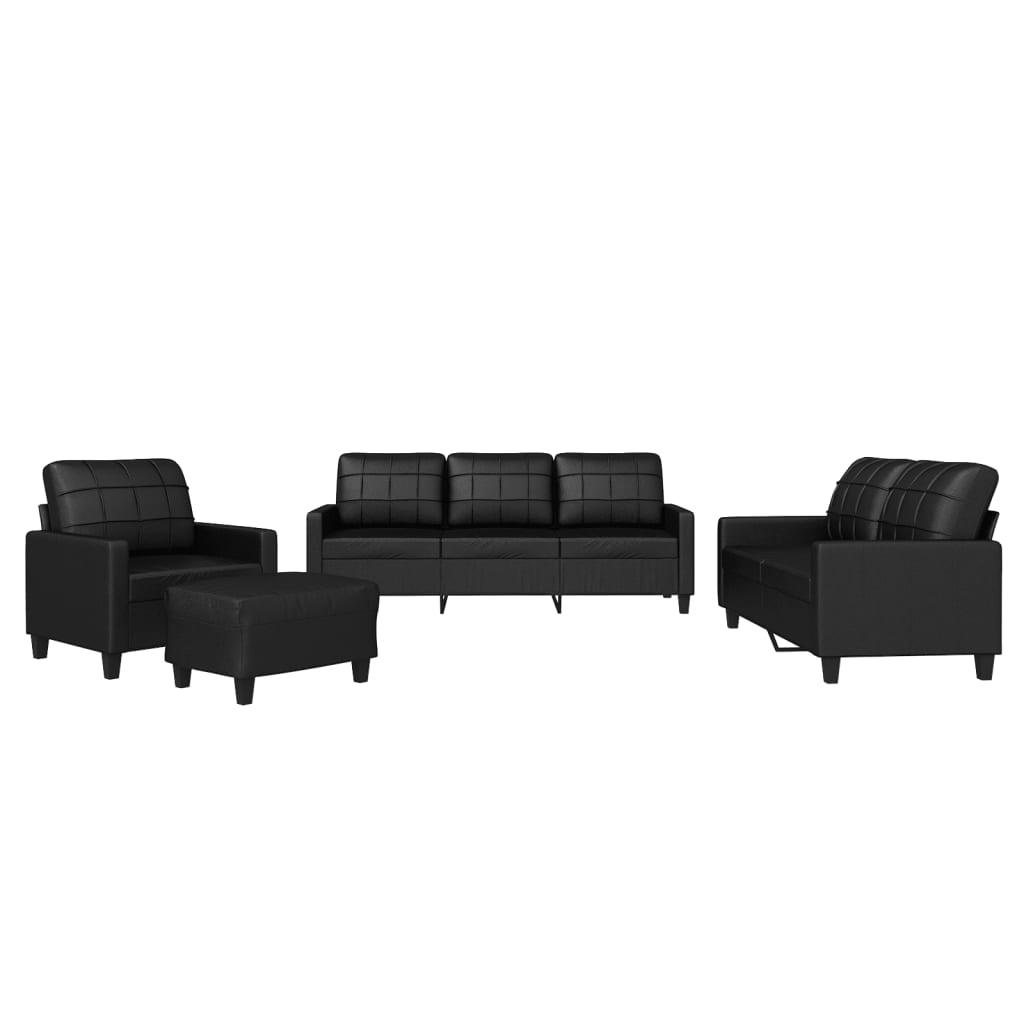 Ensemble de canapés 4 pcs avec coussins Noir Similicuir - XIOS