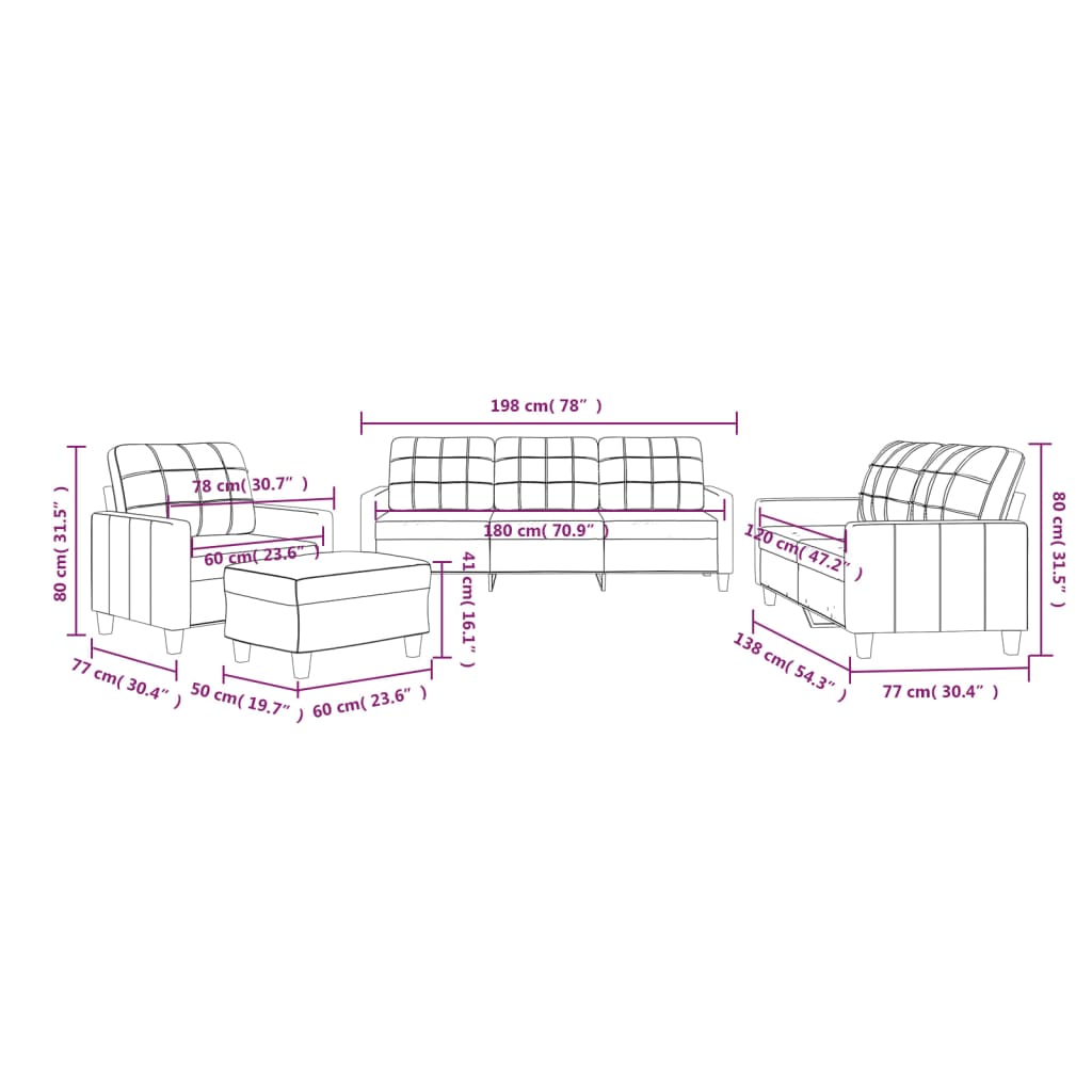 Ensemble de canapés 4 pcs avec coussins Noir Similicuir - XIOS