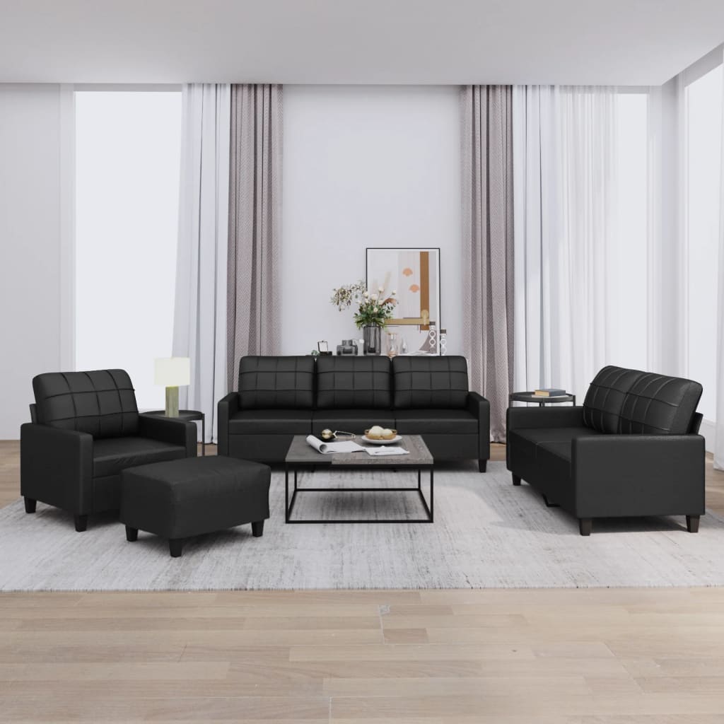 Ensemble de canapés 4 pcs avec coussins Noir Similicuir - XIOS