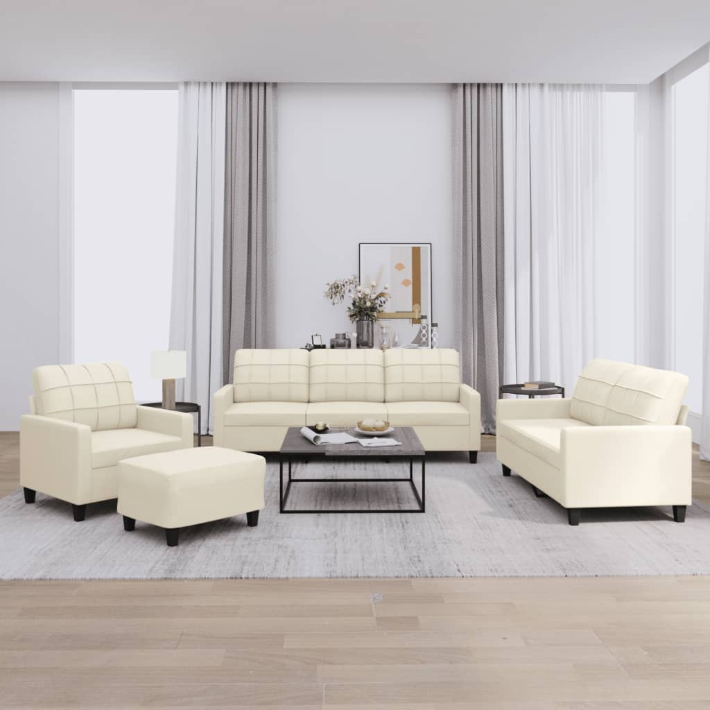 Ensemble de canapés 4 pcs avec coussins Crème Similicuir - XIOS