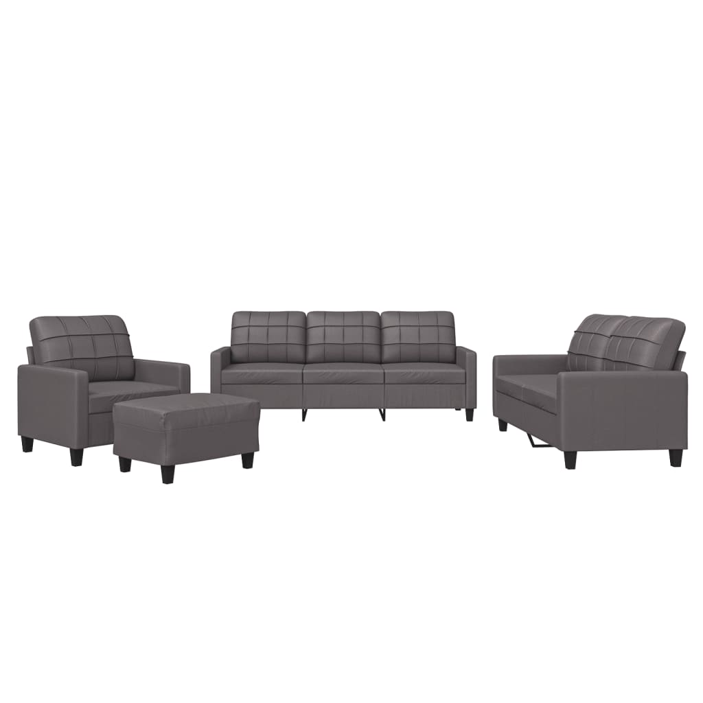 Ensemble de canapés 4 pcs avec coussins Gris Similicuir - XIOS