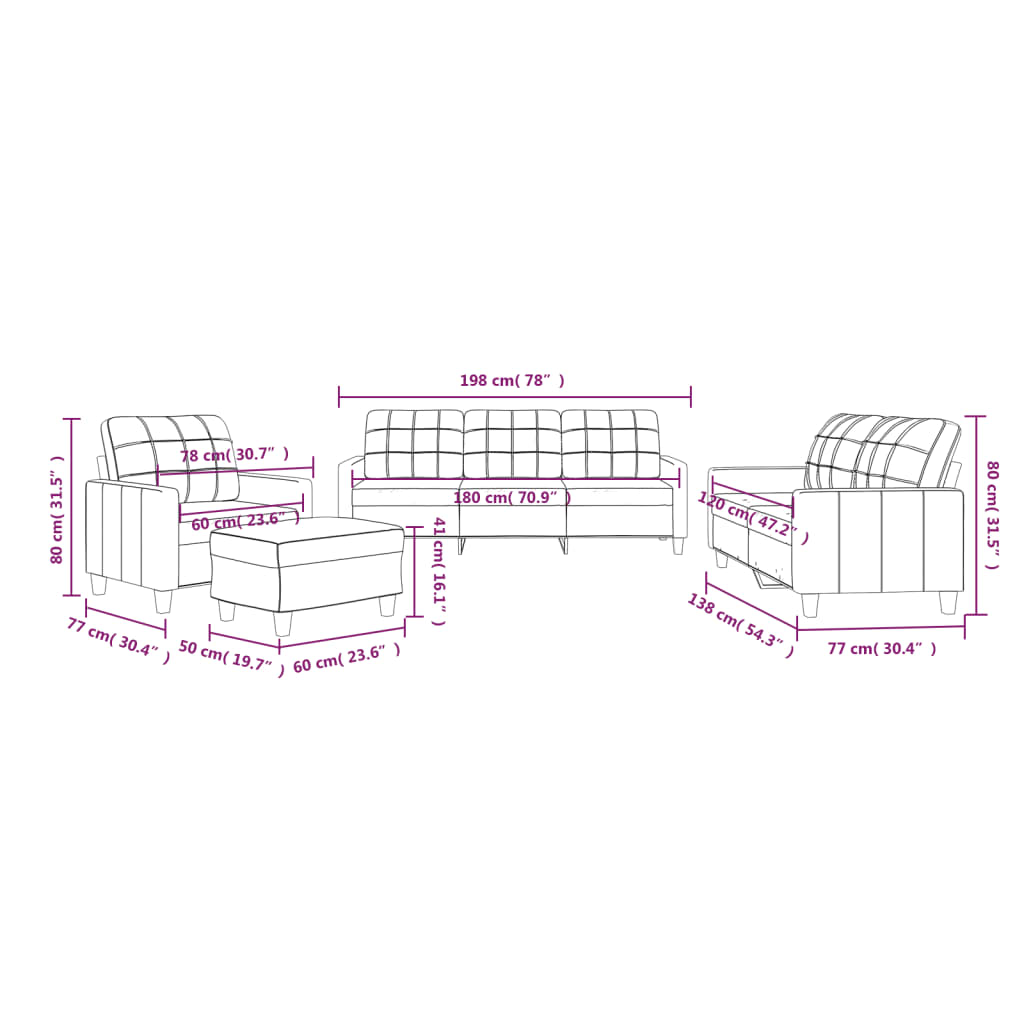 Ensemble de canapés 4 pcs avec coussins Gris Similicuir - XIOS