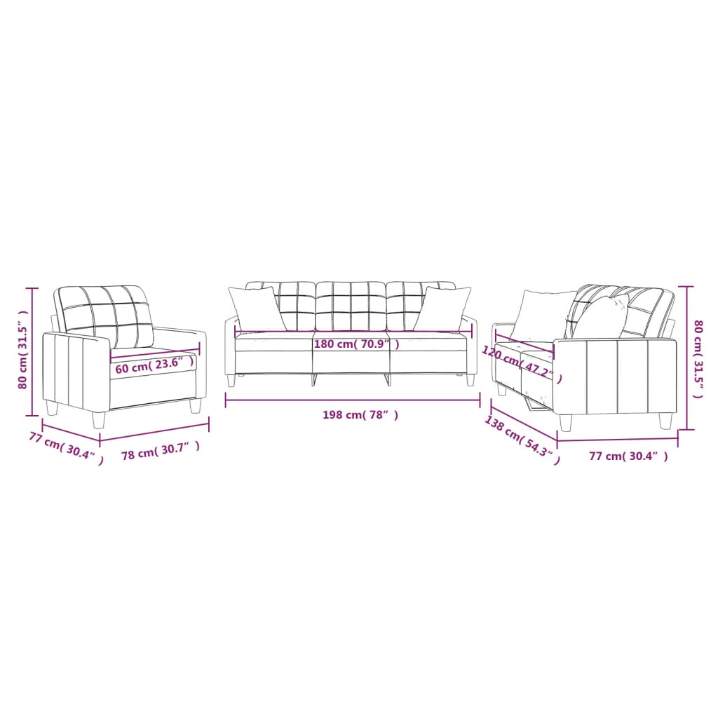 Ensemble de canapés 3 pcs et coussins rouge bordeaux similicuir - XIOS