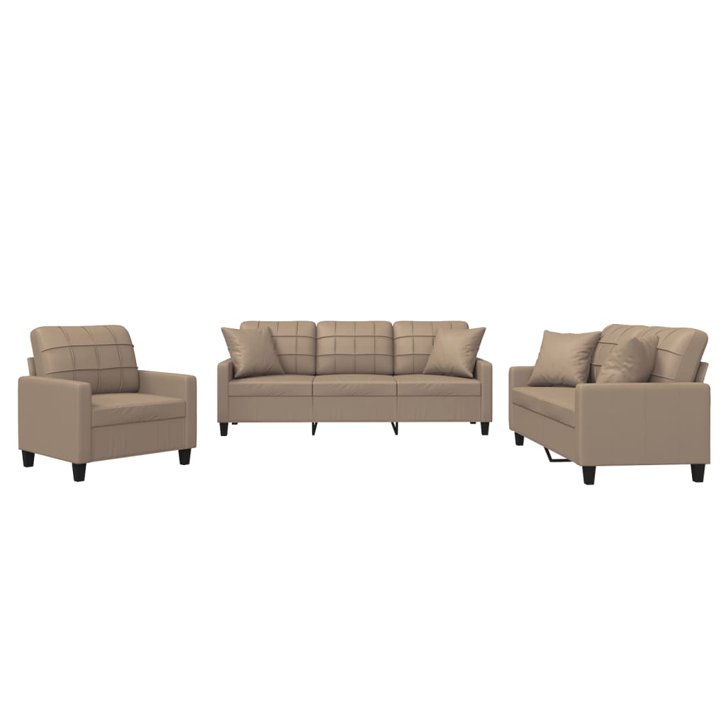 Ensemble de canapés 3 pcs avec coussins cappuccino similicuir - XIOS