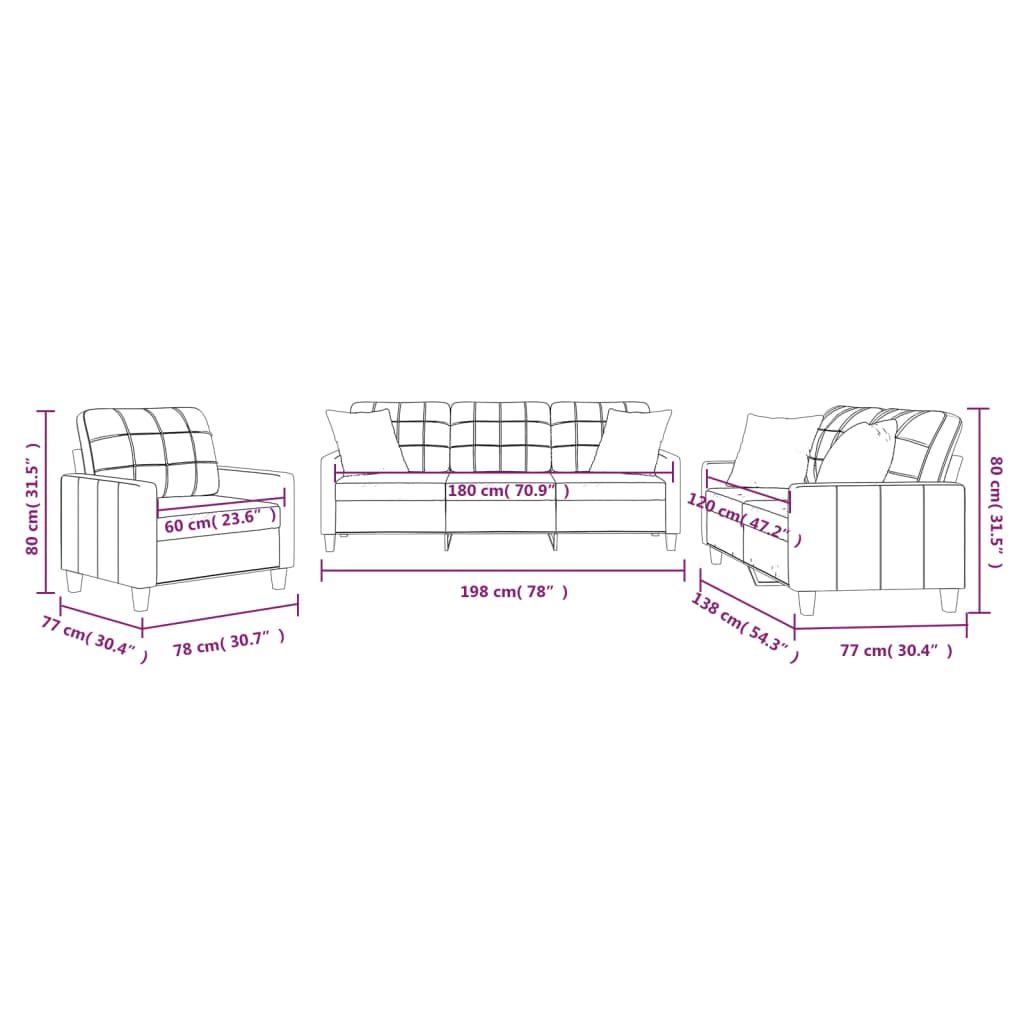 Ensemble de canapés 3 pcs avec coussins cappuccino similicuir - XIOS