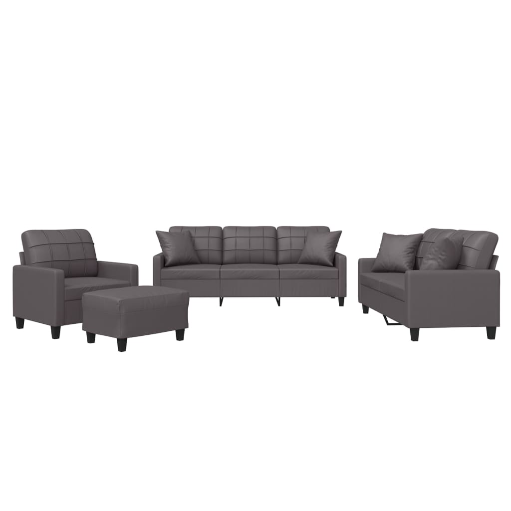 Ensemble de canapés 4 pcs avec coussins gris similicuir - XIOS