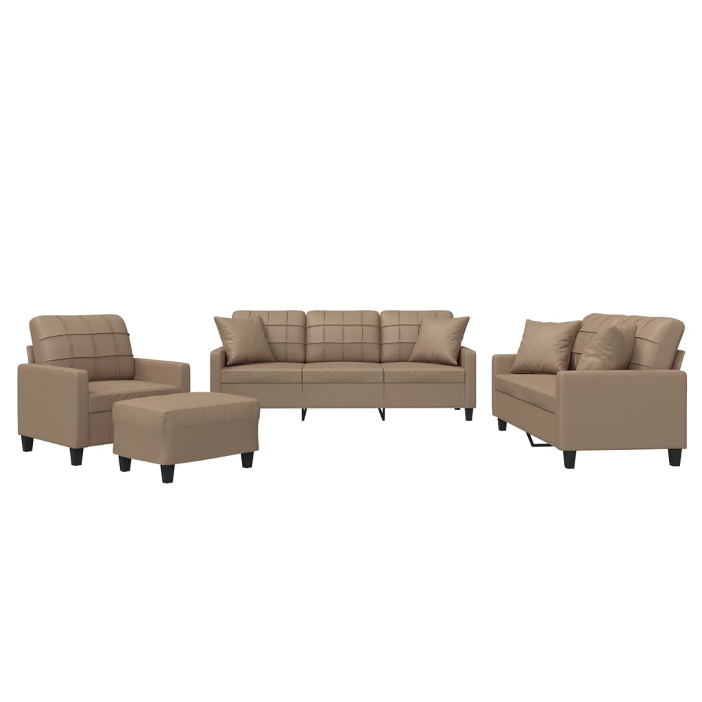 Ensemble de canapés 4 pcs avec coussins cappuccino similicuir - XIOS