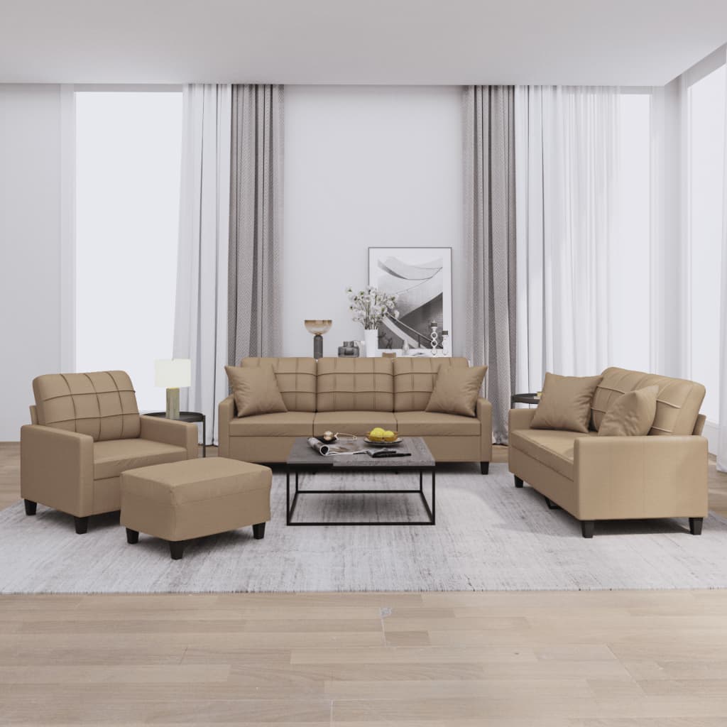 Ensemble de canapés 4 pcs avec coussins cappuccino similicuir - XIOS