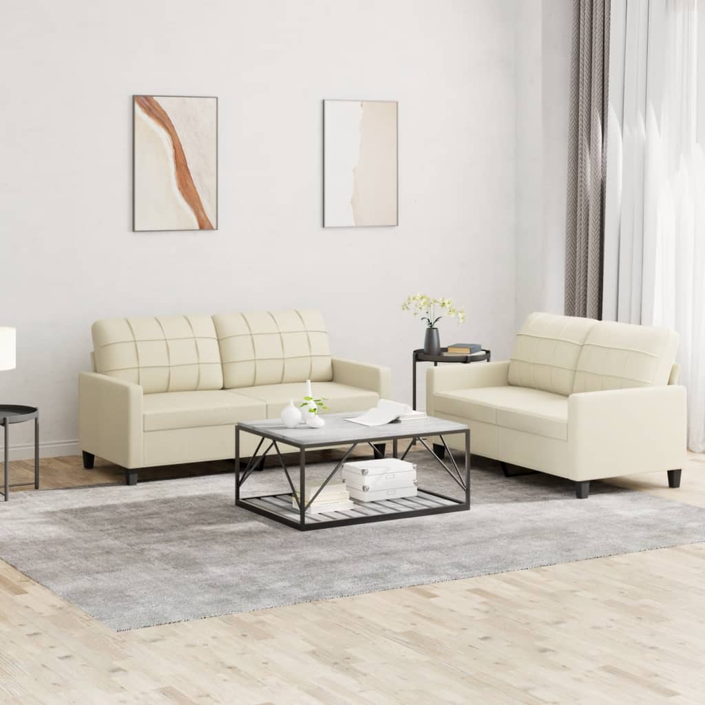 Ensemble de canapés 2 pcs avec coussins Crème Similicuir - XIOS