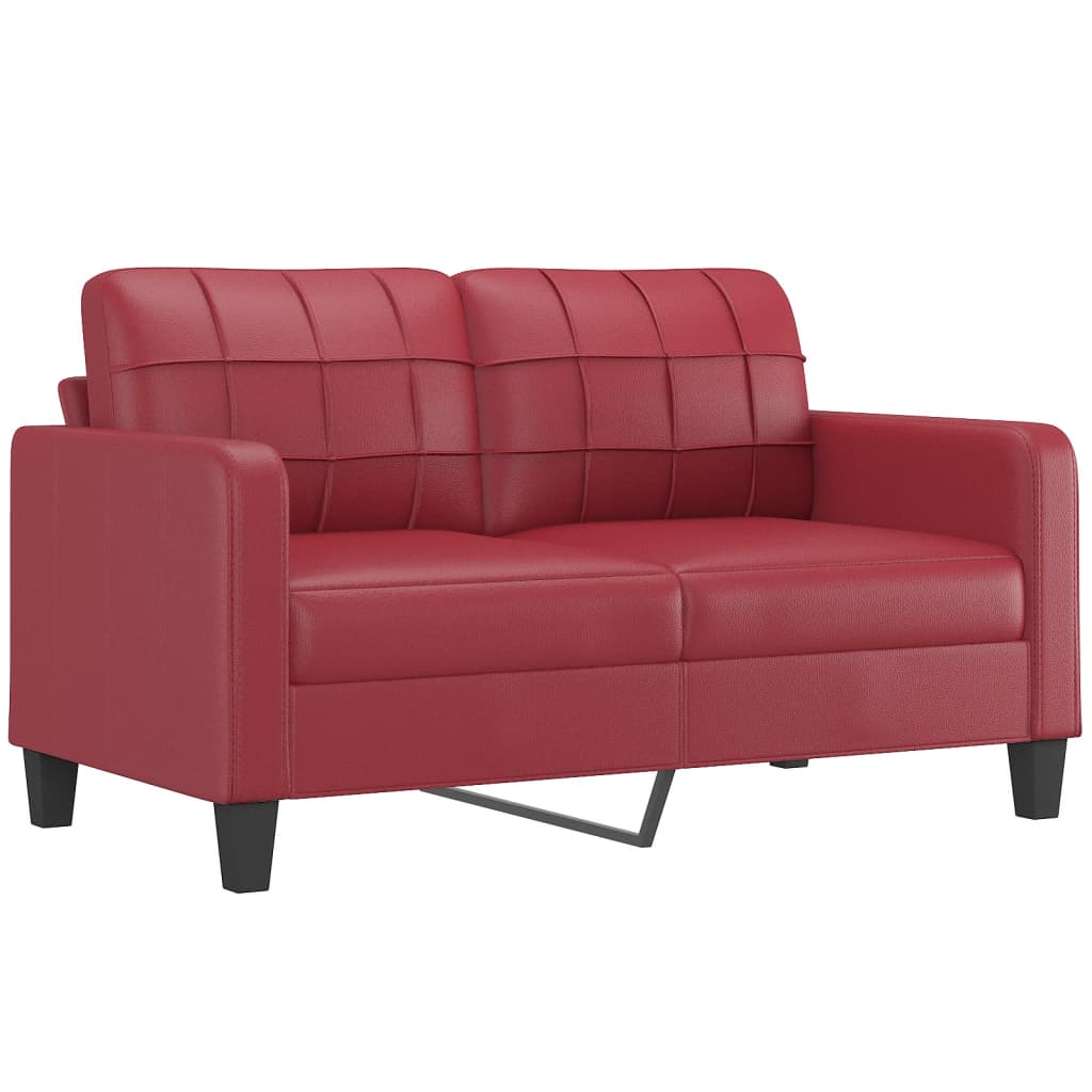 Ensemble de canapés 3 pcs et coussins rouge bordeaux similicuir - XIOS