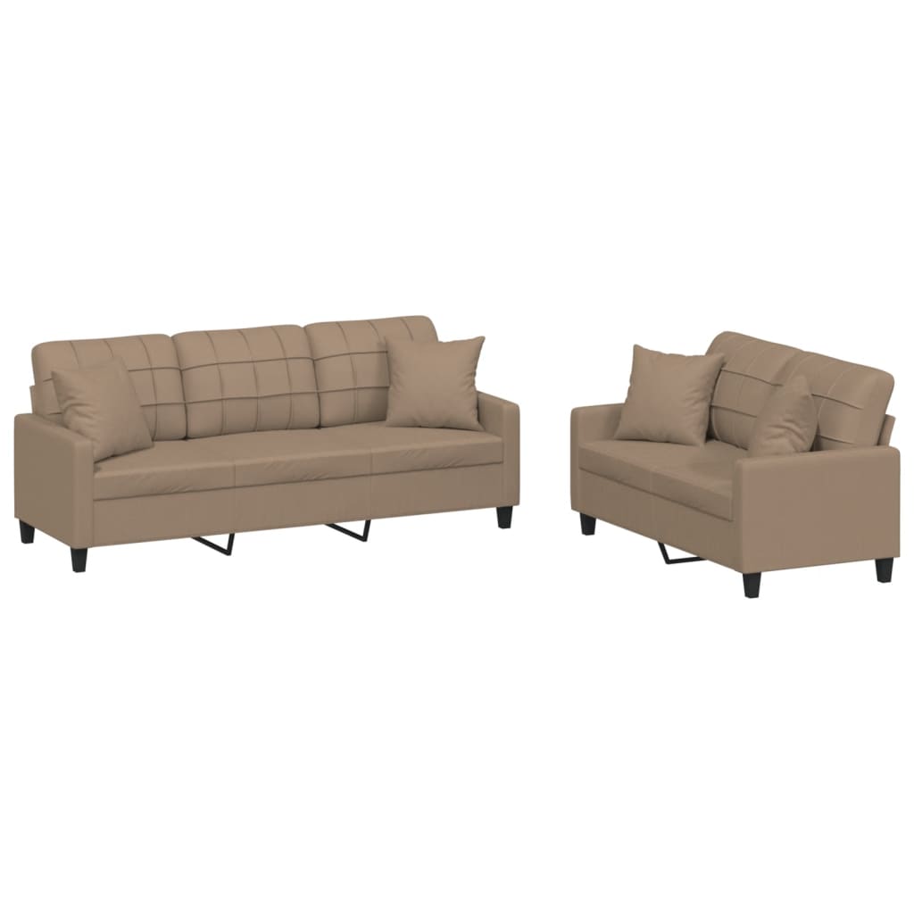 Ensemble de canapés 2 pcs avec coussins cappuccino similicuir - XIOS