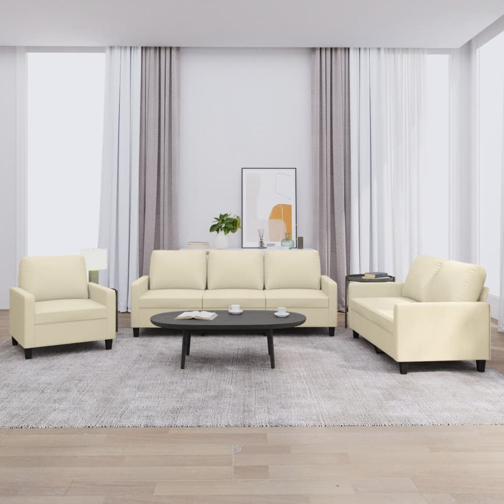 Ensemble de canapés 3 pcs avec coussins Crème Similicuir - XIOS
