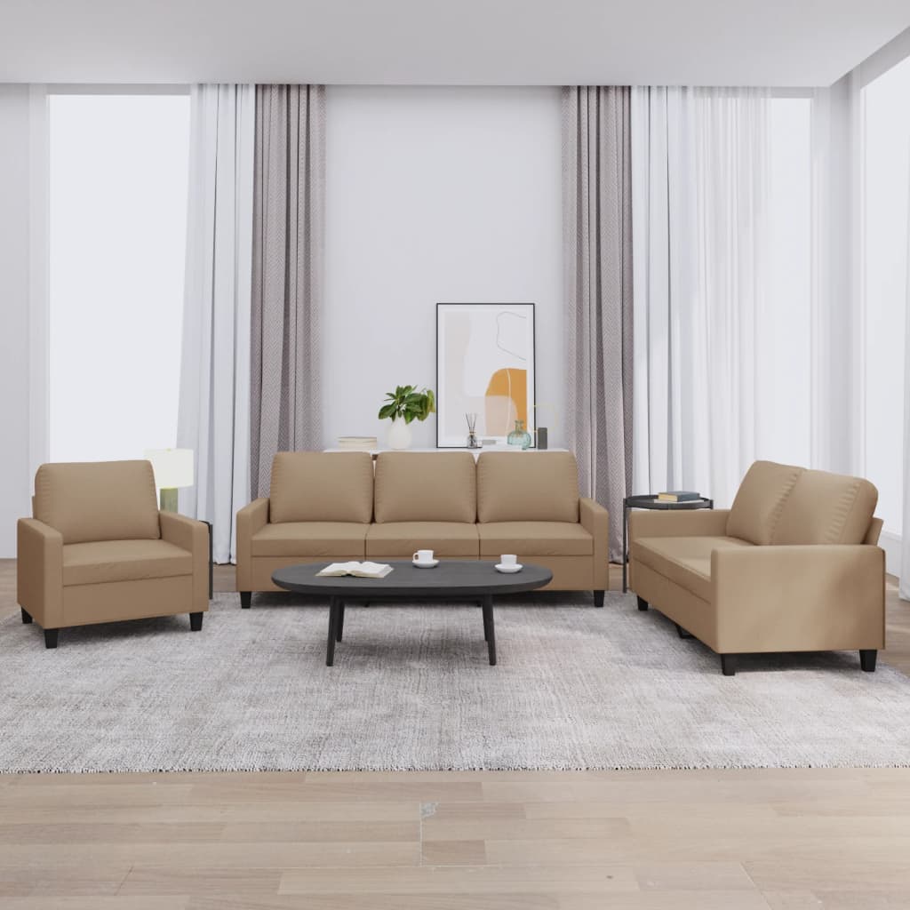 Ensemble de canapés 3 pcs avec coussins Cappuccino Similicuir - XIOS