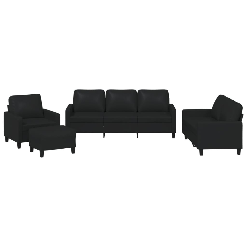 Ensemble de canapés 4 pcs avec coussins Noir Similicuir - XIOS