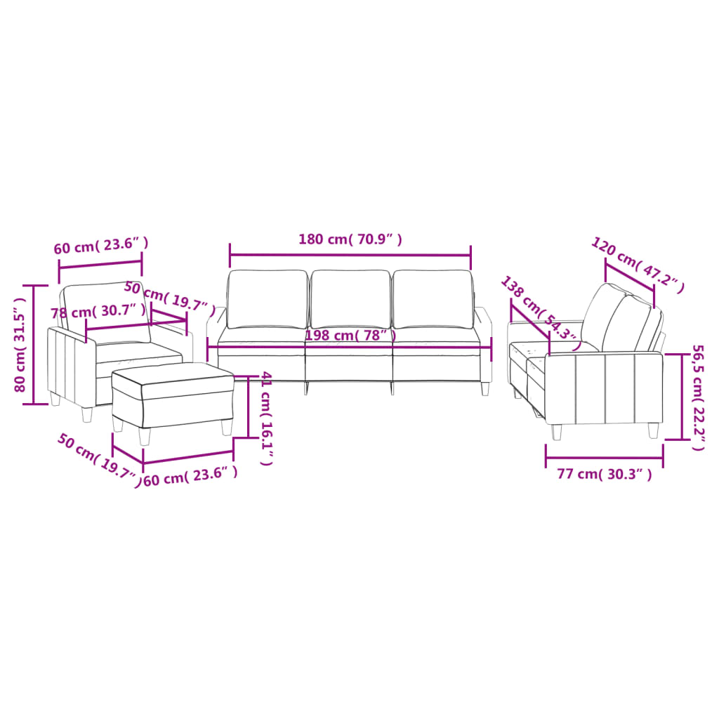 Ensemble de canapés 4 pcs avec coussins Noir Similicuir - XIOS