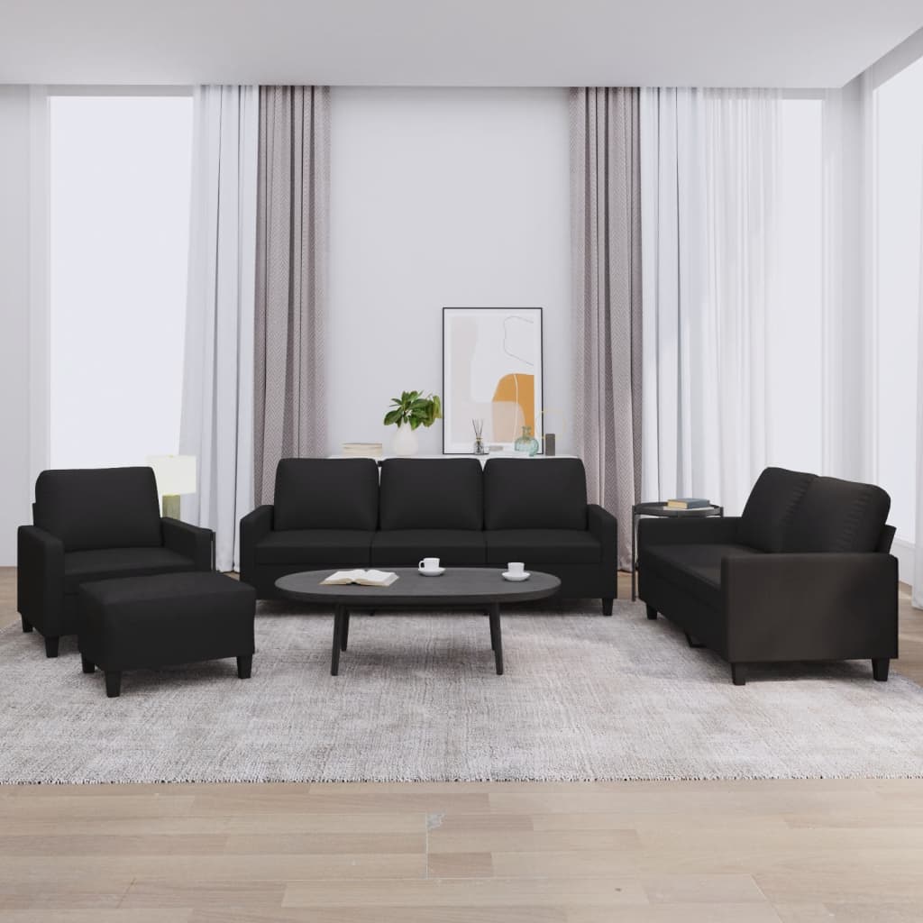 Ensemble de canapés 4 pcs avec coussins Noir Similicuir - XIOS