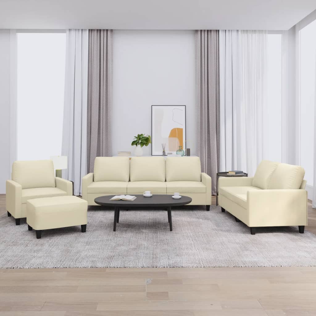 Ensemble de canapés 4 pcs avec coussins Crème Similicuir - XIOS