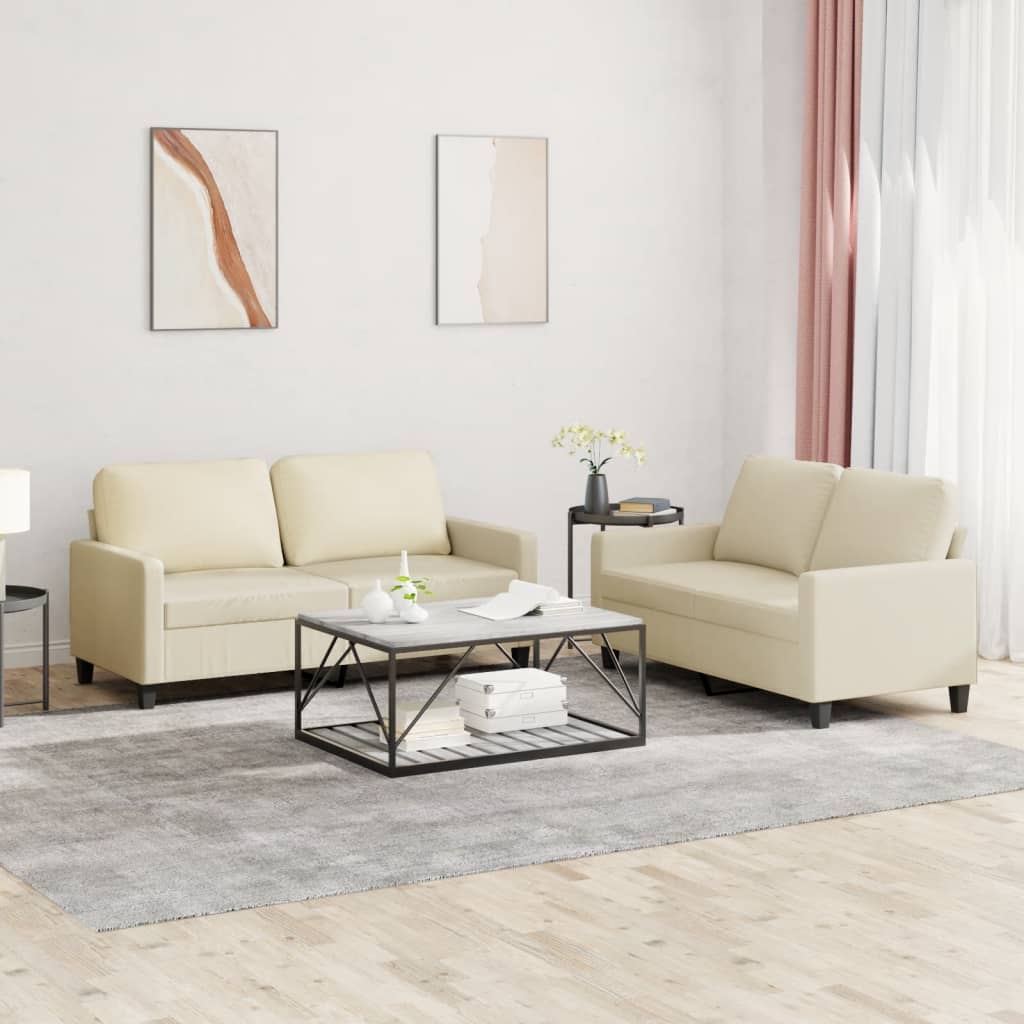 Ensemble de canapés 2 pcs avec coussins Crème Similicuir - XIOS
